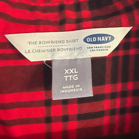 Old Navy Red Black Plaid Button Up XXL Outdoorsy Gorpcore Lumberjack Cherry - Picture 6 of 7